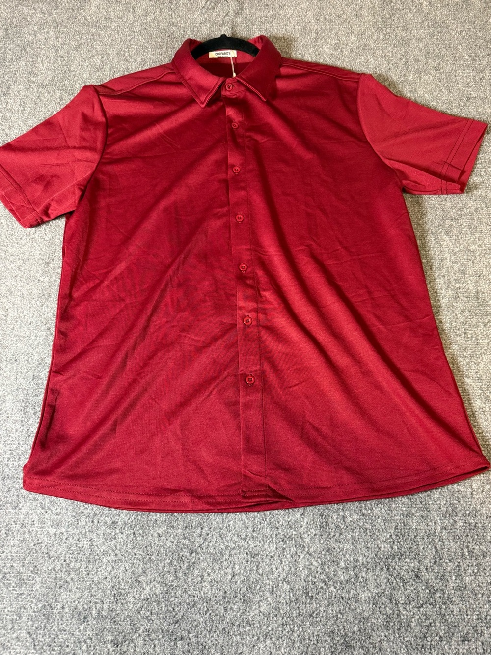 Men's Short-Sleeve Button Shirt Coofandy - Burgundy Medium